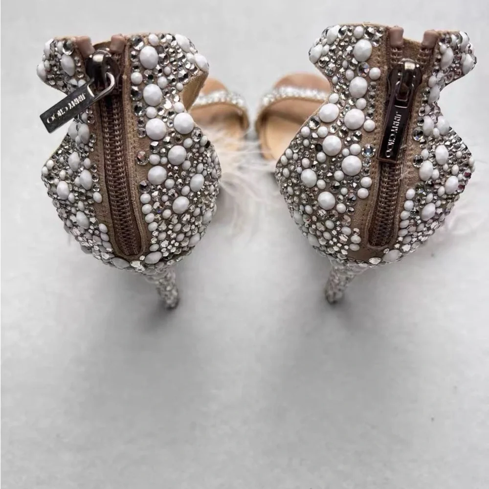 Jimmy Choo Pearl and Feather Embellished Heels - Picture 3 of 5